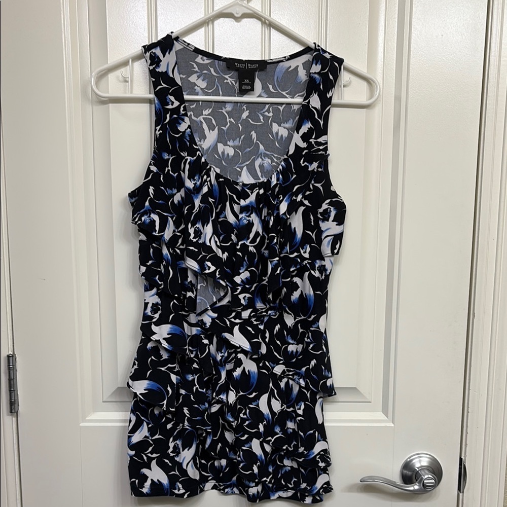 White Houseâ Black Marker Women's Black and Blue Sleeveless Top